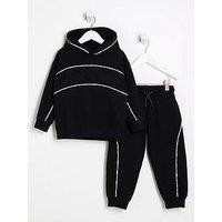 River Island Mini Mini Boys Piped Tracksuit Set - Black