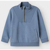 Lil Atelier Mini Boys Half Zip Sweat - Troposphere - Blue