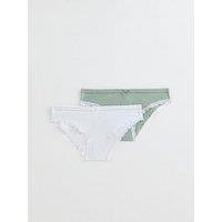 New Look 915 Girls 2 Pack Light Green Lace Trim Briefs