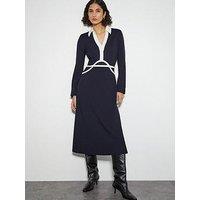 Monsoon Jay Jersey Collar Dress - Navy