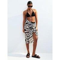New Look Black Swirl Patterned Textured Sarong