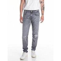 Replay Anbass Ripped Slim Fit Jeans- Grey