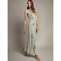 Monsoon Cowl Neck Sarah Maxi Dress - Green