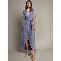 Monsoon Sarah Wrap Dress - Blue