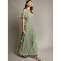 Monsoon Mona Angel Sleeve Dress Sage - Green