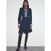 Monsoon Novie Print Dress - Navy