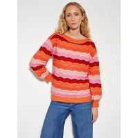 Monsoon Sasha Stripe Jumper - Pink