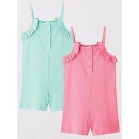 Mini V By Very Girls 2 Pack Strappy Jersey Playsuits - Purple