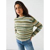 Mango Striped Jumper - Green