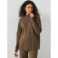 Mango Oversized Fine Knit Jumper - Khaki
