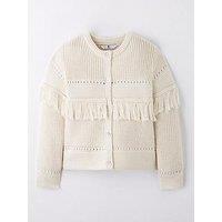 V By Very Girls Fringe Cardigan - White