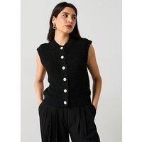 Mango Button Tank Top- Black