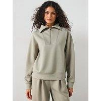 Mango Half Zip Sweatshirt - Sage Green