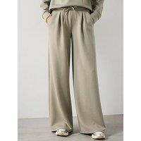 Mango Wide Leg Jersey Trousers - Beige