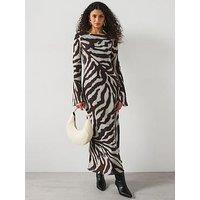 Mango Zebra Print Dress- Brown