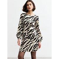 New Look Abstract Print Satin Mini Dress - Black
