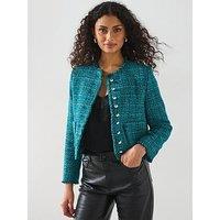 Mango Boucle Trophy Jacket - Dark Blue