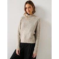 Mango Knitted High Neck Jumper - Beige
