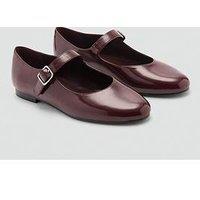 Mango Mary Jane Ballet Flats - Burgundy