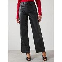 Mango Faux Leather Trousers - Black