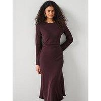 Mango Ruched Midi Dress - Brown