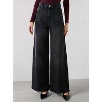 Mango High Rise Wideleg Jeans - Black