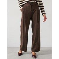 Mango Belted Wide Leg Trousers - Brown