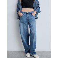 Mango Wide Leg Jeans - Medium Blue