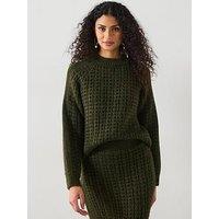 Mango Knitted Jumper Co-Ord - Khaki