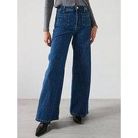 Mango Wide Leg Pocket Detail Jean - Dark Blue
