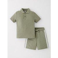 Mini V By Very Boys Side Crochet Trim T-Shirt And Short Set - Green