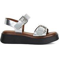 Dune London Loells Leather Flatform Sandals - Silver