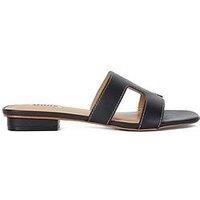 Dune London Loupe Leather Slider Sandals - Black