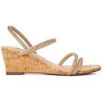 Dune London Kalia Embellished Strap Cork Wedge Sandals - Blush Pink