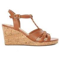 Dune London Koali Leather Cork Wedge Sandals - Tan
