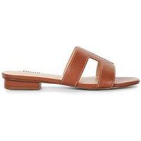 Dune London Loupe Leather Slider Sandals - Tan