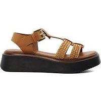 Dune London Lyons Woven Leather Wedge Sandals - Tan