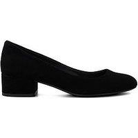 Dune London Bracket Suede Comfort Block-Heeled Court Shoes - Black