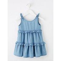 Mini V By Very Girls Bow Shoulder Denim Dress - Blue