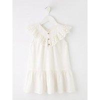 Mini V By Very Girls Frill Textured Dress - White