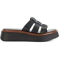 Dune London Lanto Triple Strap Leather Sandals - Black