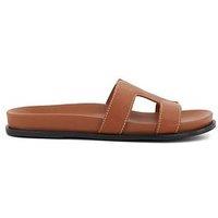Dune London Loupa Comfort-Footbed Flat Leather Sandals - Tan