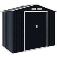 Outsunny 7 X 4Ft Garden Shed Storage With Locking Door And Foundation Kit, Dark Grey