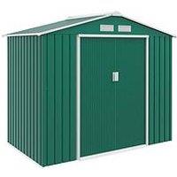 Outsunny 7 X 4Ft Garden Shed Storage With Locking Door And Foundation Kit, Green