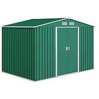 Outsunny 9 X 6Ft Garden Shed Storage With Sliding Doors, Metal Tool House, Green