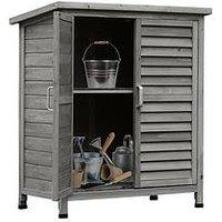 Outsunny Garden Storage Shed Wooden Garage Organisation Outdoor Cabinet W/ Doors, Grey