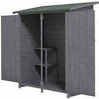 Outsunny Garden Wood Storage Shed W/ Storage Table, Asphalt Roof, 139X75X160Cm, Grey