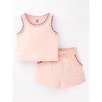 V By Very Girls Stitch Edge T-Shirt And Short Set - Multi