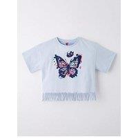 V By Very Girls Fringed Butterfly Graphic T-Shirt - White