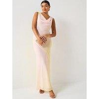 V By Very Ombre Cowl Neck Midi Dress - Print